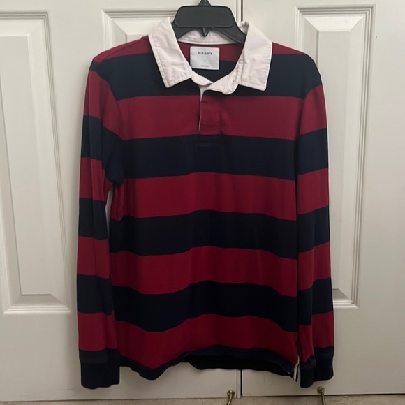 Old Navy Shirts Red And Navy Rugby Shirt Poshmark